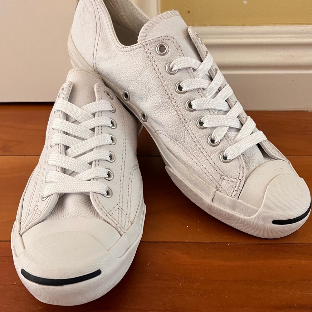 Converse Jack Purcell White Leather Low Top Sneakers - like new!